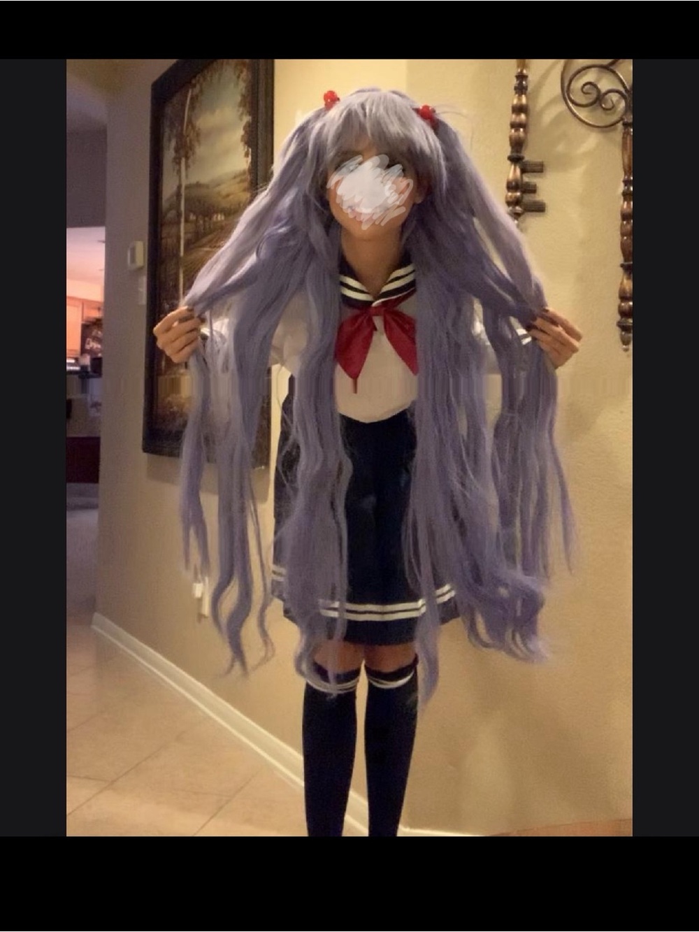 Long Lavender Anime-Style Synthetic Wig for Women